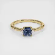 Ceylon (Sri Lanka) Asscher - Octagon Blue Sapphire 18K Yellow Gold Ring 0.98CT