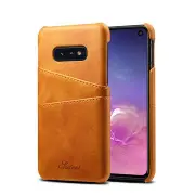 Premium Cowhide Leather Card Slot Protective Case For Samsung Galaxy S10e 5.8 Inch ORANGE COLOR