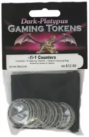 -1 / -1 Gaming Counters with Dice Bag (10ct) Dark Platypus GAMING SUPPLY NEW