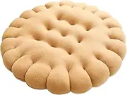 Soft Biscuit Shape Pillow for Cozy Seating, Beige, Round