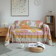 EAVD Boho Couch Covers for L Shaped Sectional Couch Cover Vintage Floral Botanical Couch Cover with Tassels Boho Sofa Cover Blaneket for Dogs, EASF086-L