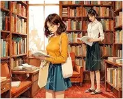 TAOPAOLAB Girls in Library Paint by Numbers Kit for Adults - DIY Two Women Reading in Library Painting on Canvas 16x20In, Acrylic Paint Set, Suitable for Beginners, Art for Home Decoration or Gifts