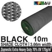 70% BLACK Shadecloth 3.66 x 10m Domestic Heavy Duty Shade Cloth 3.66x10M