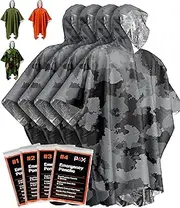 PREPARED4X Emergency Rain Poncho with Mylar Blanket Liner - Survival Blankets for Car - Heavy Duty, Waterproof Camping Gear, Tactical Prepper Supplies–