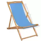 Deck Chair Teak 56x105x96 cm Blue vidaXL