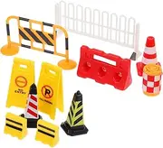 SEWACC Early Learning Traffic Signs Set Mini Road Barrier Toys Construction Traffic Sign Puzzle Educational Playset for Boys and Girls