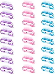 24 Pieces Handle Nail Brush, Nail Cleaning Brush, Nail Dusting Brush, Manicure Cleaning Brush for Cleaning Nails, Suitable for Hand and Toe Nails, Home, Salon Use (Pink, Purple, Blue)