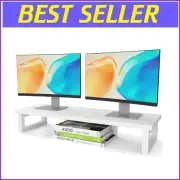 Multi-Purpose Wooden and Steel Monitor Stand for 2 Monitors & Storage