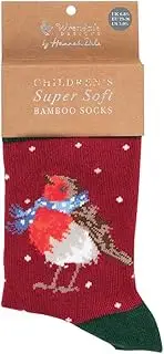 [Wrendale Designs] Season's Tweetings Robin Children's Socks, Multi, Children's Size 9-12, multi-coloured, Children's size 9-12