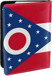 [JEJEA] Ohio State Flag Print Travel Organizer Credit Cards Case Passport BookPassport Holder Cover Wallet forTraveling,, Black, One Size