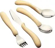 HOMECRAFT Standard Caring Cutlery, Arthritis Aids, For Weak Grip, Easy Grip Eating Utensils for Elderly or Disabled, Knife/Fork/Spoon/Teaspoon Set, Ivory, 4 count