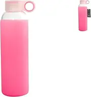 H&H 732713 Bottle, Borosilicate and Silicone, Pink, with Stopper, Lt 0.56, Glass