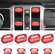 Fits for JL Jeep 4 PCS Upgrade Window Switch Button Cover Compatible with Jeep Wrangler JL JLU 2025 2024 2023 2022 2021 2020 2019 2018 & Gladiator JT 2020-2025 Interior Accessories(Bright Red)