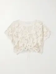 [Zimmermann] Zimmermann - Golden Cropped Guipure Lace Top - White - 2 2 White