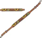 CHALLENGER Horse Western Leather Tack Hand-Painted Sunflower Cactus Tooled Adjustable Wither Breast Collar Strap 105FK22