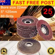25PCS 5'' 125MM Abrasive Metal Sanding Flap Discs Angle Grinder Wheels 80 Grits