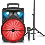 Rechargeable 15" Bluetooth DJ Light Speaker Package w Tripod & Microphone 2000 W