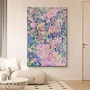 Hand-Painted Oil Painting - Simple Iris Flower Landscape Texture Light Luxury Painting Large Size Sofa Hanging Painting,On Canvas Wall Art for Living Room Bedroom Home Stairway Decor,As Shown,110 X