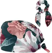 [YTYVAGT] Scrub Caps Women,Scrub Hats Suitable for Women,Vintage Peony Flower
