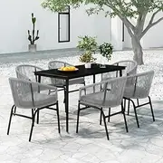 7 Piece Garden Dining Set Grey Outdoor Furniture Patio Table Chairs