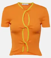 [Christopher Esber] Christopher Esber Open Twist ribbed-knit T-shirt AU 14 orange