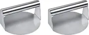 Stainless Steel Burger Press, 2 Pack 5.5 Inch Round Smasher, Non-Stick Smooth Hamburger Press Flat Bottom，for Griddle, Grill Press for Burger, Beef Patties, Sausage, Bacon