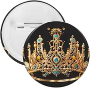 [YTLKGFP] Buttons Badge 5 Pcs Gold Queen Bee Crown Printed Button Pins Decorations Tinplate Round Badge for Clothes Bags Hats Jeans And More, 2.3 inch, plastic tinplate, no gemstone