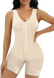 [SHAPERX] Women's Fajas Colombianas Tummy Control Shapewear Postpartum Full Body Shaper Butt Lifter Bodysuit (No Padding)