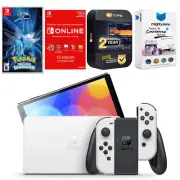 Nintendo Switch White OLED + Pokemon Brilliant Diamond + NSO 1 Year Membership