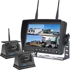 7" Quad DVR Monitor 2x Wireless Rechargeable Solar Magnetic Reversing Camera Kit