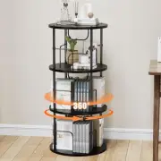 Rotating Bookshelf, 3 Tier Round Revolving Bookcase with Special Visible