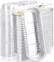 Mini Loaf Pans with Lids, 100Pcs 6.8Oz 6.5"X2.5"X1.2" Silver Disposable Ramekins