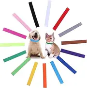 Yatinkim 15 Colors Puppy ID Collars Whelping Newborn Soft Fabric Adjustable Identification Double-Sided Collar Reusable for Pet Dog Band Cat 10 Inches