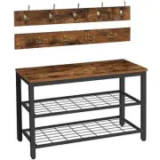 HOOBRO Coat Rack Shoe Bench Set, Entryway Shoe Rack with Coat Hooks, Hall Tree