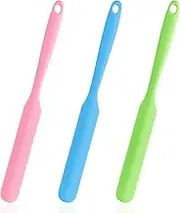 3PCS Small Silicone Spatula Non-stick Makeup Spatula Set, Reusable Scraper Mini Cosmetic Spatula Wax Stick Applicator for Hair Removal, Home Salon Body Use, Jars Baking Cake Icing(Pink/Blue/Green)