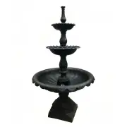 3 Tier Lisbon Cast Iron Self Contained Garden Fountain Water Feature BLACK 210cm
