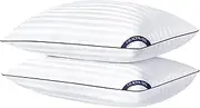 Glaciman Bed Pillows for Sleeping Standard Size Set of 2, Hotel Quality Pillows 2 Pack for Side and Back Sleepers, Breathable Cover and Soft Down Alternative Filling, Navy Blue Piping，20X26 inches