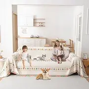 [ROOMLIFE] Couch Covers for 3 Cushion Couch-Boho Jacquard Sofa Cover for Pets Chenille Reversible Geometric Patterns Decorative Sofa Slipcovers Furniture Protector L Shaped Loveseat Futon Cover-71X118IN