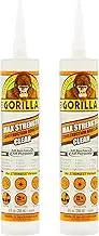 Gorilla Max Strength Clear Construction Adhesive, 9 Ounce Cartridge, Clear, (Pack of 2)