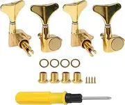BQLZR Bass Tuners Tuning Pegs Machine Heads Golden 2L 2R w/Screws Ferrules Pack of 4