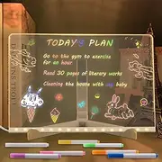 [QAUARUMSUN] Dry Erase Board with Colors, 2025 Upgraded Lighted Acrylic Dry Erase with Stand Desktop Glow Memo LED Letter Rewritable Message Board White(7.9 * 7.9IN)