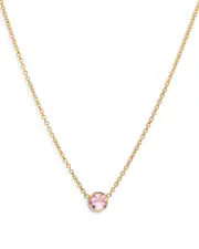 Zoe Lev 14K Yellow Gold Rose Zircon Birthstone Solitaire Pendant Necklace, 16-18