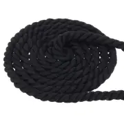 1/2inx100ft Twisted Cotton Rope 3 Strand Tug of War Rope with Sealing Tape Black