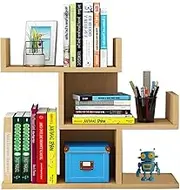 Wood Desktop Bookshelf Small Bookcase Shelves Home/Office Organisers Floor Stand Bookshelf Display Storage Shelf for Books/CDs/Albums/File Holder (Walnut)