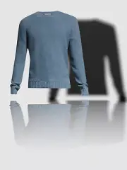 $395 Neiman Marcus Men Blue Cashmere/Wool Knit Crewneck Pullover Sweater M