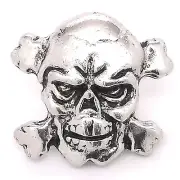 Skull and Crossbones Concho Snap Set Antique Nickel 1" 1265-80