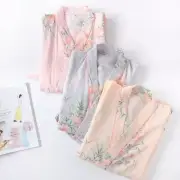 Women Floral Cotton Kimono Yukata Pajamas Robe Japanese Bathrobe Nightwear Home
