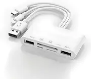 5-in-1 Memory Card Reader for iPhone/iPad - USB OTG Adapter & SD Card Reader, Supports SD/Micro SD/SDHC/SDXC/MMC, Fast Data Transfer, Wide Compatibility, Easy to Use