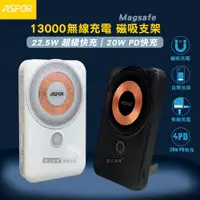 在飛比找PChome24h購物優惠-ASPOR 13000 透明線圈 22.5W全協議快充行動電