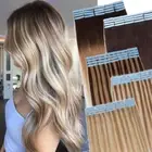 Seamless Tape In Hair Extensions Invisible Skin Weft Russian Straight Human Hair